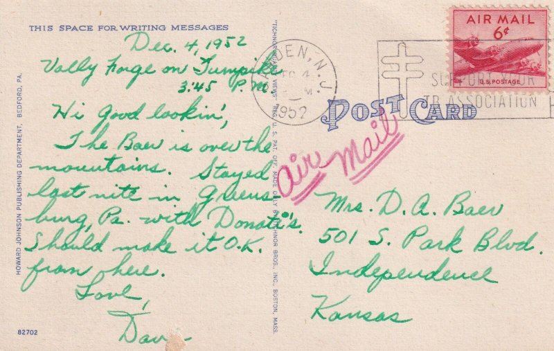 Washington's Headquarters Valley Forge Pennsylvania PA 1952 Postcard A17