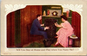 Romantic Couple Will You Stay At Home and Play When You Marry Me 1910