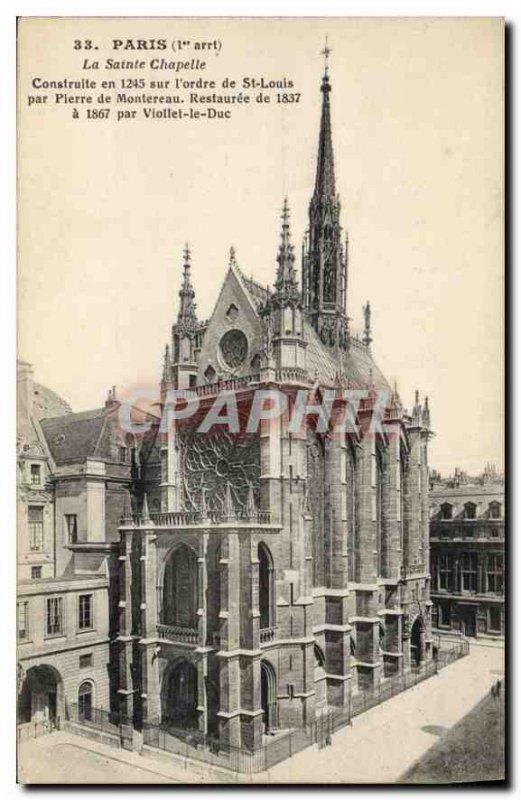 Old Postcard Paris I stopped the Sainte Chapelle built in 1245 on the order o...