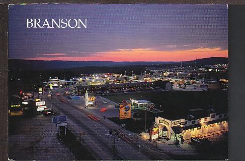 Night View Branson MO Postcard BIN 