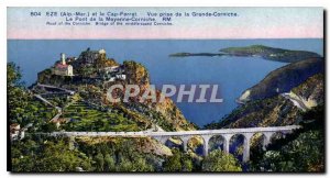 Old Postcard Alpes Maritimes Eze and Cap Ferrat View from the Grande Corniche...