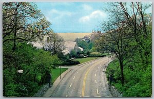 Cincinnati Ohio 1950s Postcard Mt. Adams Skyline Eden Park Conservatory