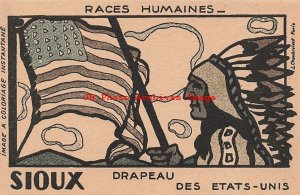 Native American Sioux Indian, United States Flag, Phosphatine Advertising