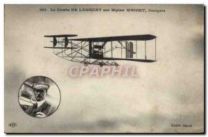 Old Postcard Jet Aviation the count of Lambert on biplane Wright