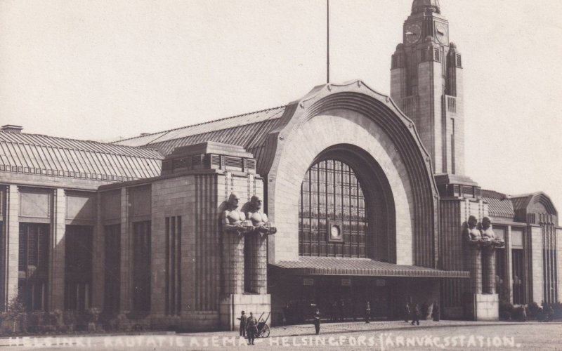 Helsingfors Railway Station Sweden Old Postcard