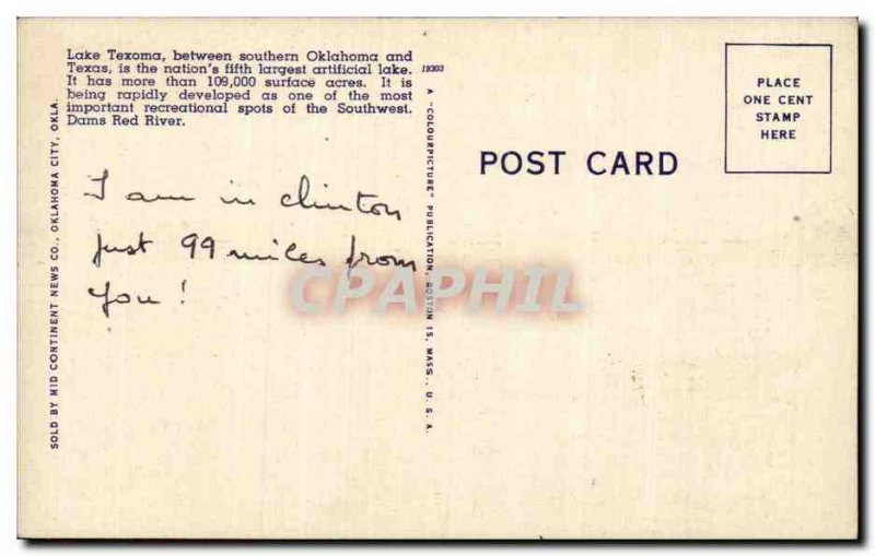 Postcard Old Boat Boating Lake Texoma one