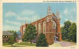 NC, Greensboro, North Carolina, First Presbyterian Church, Curteich No 3AH349