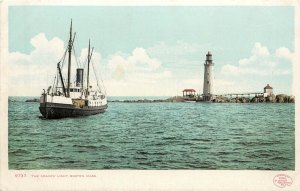 c1906 Detroit Postcard 9737. Fishing Boat by Graves Light, Boston MA Unposted