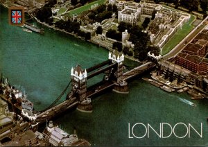 England London Tower Bridge and Tower Of London By Air