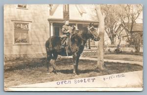 MARSHALL IND BOY ON HORSE 1912 VINTAGE REAL PHOTO POSTCARD RPPC