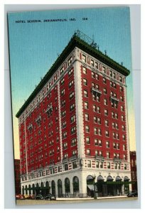 Vintage 1940's Advertising Postcard Hotel Severin Indianapolis Indiana Old Cars