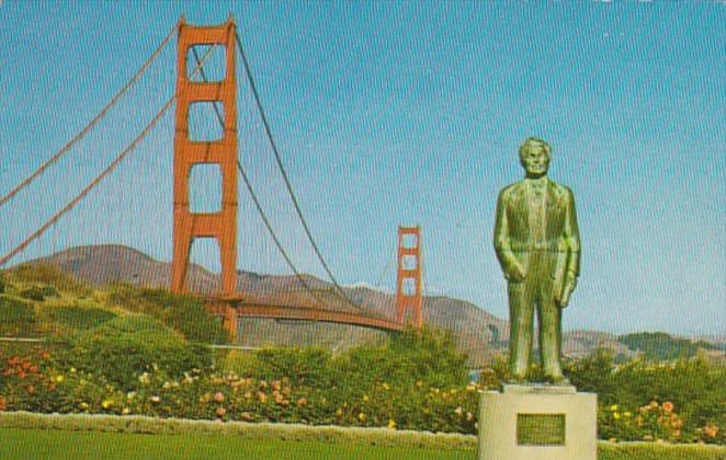 California San Francisco Strauss Statue and Golden Gate Bridge