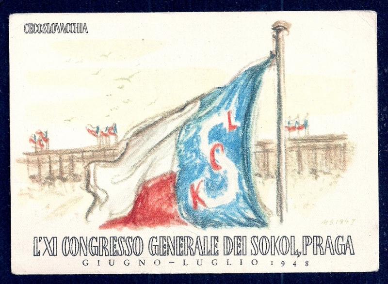 11th General Sokol Congress Prague Sokol Flag unused c1948