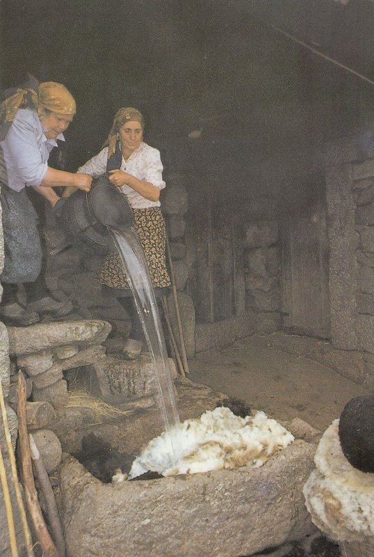 Portugal Women Crafts Pouring Hot Water On The Wool Postcard
