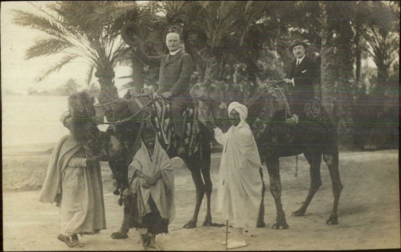 Palermo or Biskra Tourists on Camels Muslims Guides 1914 Real Photo Postcard 