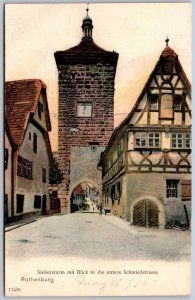 Vtg Rothenburg Siebersturm mit Blick in die untere Schmiedstrasse Postcard