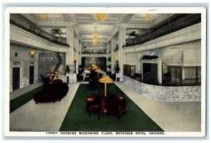 1923 Morrison Motel Showing Lobby Mezzanine Floor Chicago Illinois IL Postcard