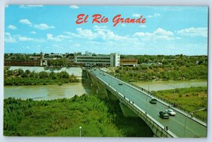 c1960 Nuevo Laredo New Mexico NM Postcard El Rio Grande Aerial View River Bridge