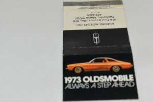 1973 Oldsmobile Always A Step Ahead Aurora Motors Inc 30 Strike Matchbook Cover