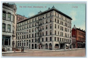 c1910 The Hills Hotel Bloomington Illinois IL Antique Unposted Postcard