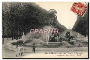 Old Postcard The Paris Avenue Carpeaux Fountain of & # 39Observatoire