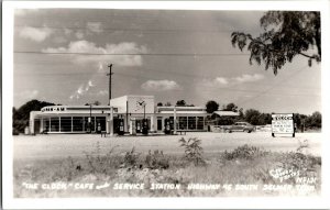 RPPC The Clock Cafe, Truck Stop Service Station Selmer TN c1950s Postcard J67