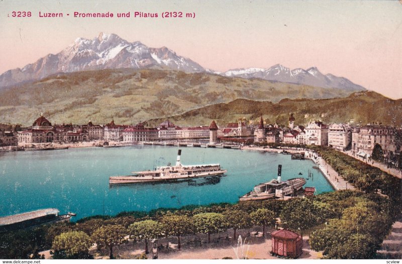 LUZERN, Switzerland, 1900-1910; Promenade Und Pilatus