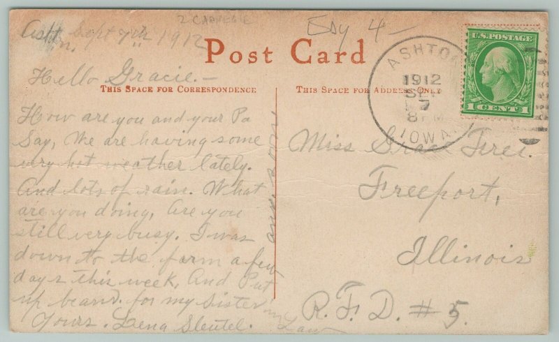 Sheldon Iowa~Aerial View Of Public Library~1910 Postcard