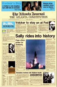 GA, Georgia ATLANTA JOURNAL CONSTITUTION Newspaper Repro SALLY RIDE 4X6 Postcard