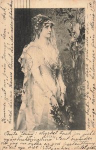 Laura- Konrad Kiesel Art Woman Laurel Wreath~1903 Stockholm Sweden Postcard