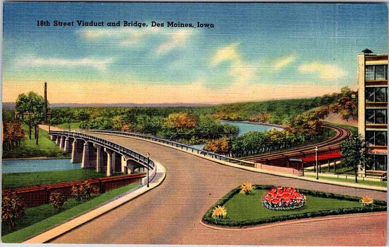 Postcard BRIDGE SCENE Des Moines Iowa IA AO6579