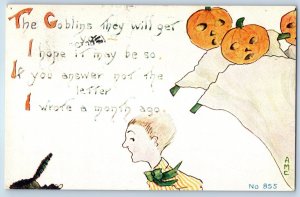 1912 Halloween Goblins Jack O Lantern Middlebury Vermont VT Antique Postcard
