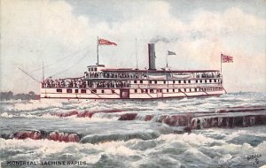 Unidentified River Steamship At Lachine Rapids Ferry Boat Ship 