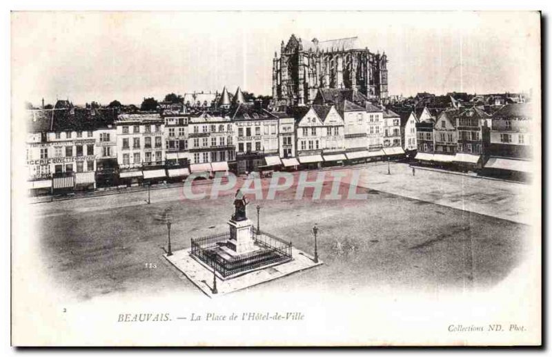 Old Postcard Beauvais Place of City Hotel