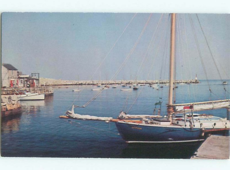 Pre-1980 BOATS AT THE BREAKWATER Rockport by Gloucester & Boston MA AF4573@