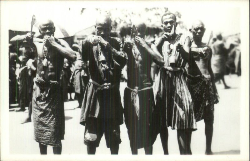 Ethnography Africa Native Black Men Magic Magicians Real Photo Postcard