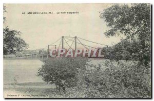 Old Postcard Ancenis Loire Inf The Suspension Bridge