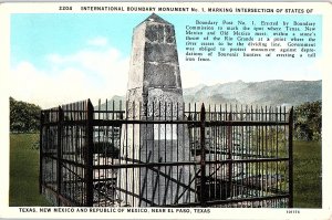 Postcard MONUMENT SCENE El Paso Texas TX AI2552