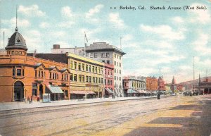 View of West Side of Shattuck Ave, Berkeley, California, Early Postcard, Unused