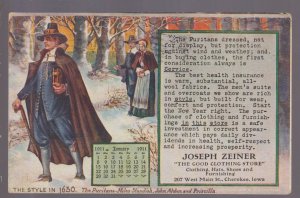 Cherokee IOWA 1911 ADVERTISING Joseph Zeiner GOOD CLOTHING STORE Calendar IA