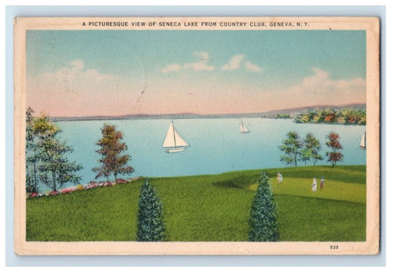 Vintage View Of Seneca Lake From Country Club, Geneva. N.Y. Postcard F110E