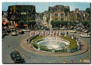 Deauville Beach Postcard Modern Floral Place Morny water Jets and the Morny