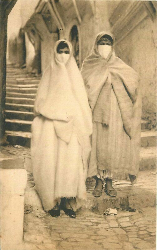 Algeria North Africa Muslim women Burqa C-1910 Postcard 20-12877