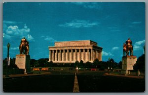 Postcard Washington DC c1960s Lincoln Memorial White Marble Temple Old Cars