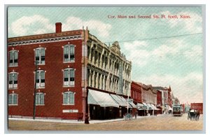 Postcard Cor. Main And Second Sts. Ft. Scott Kans. Vintage Standard View Card