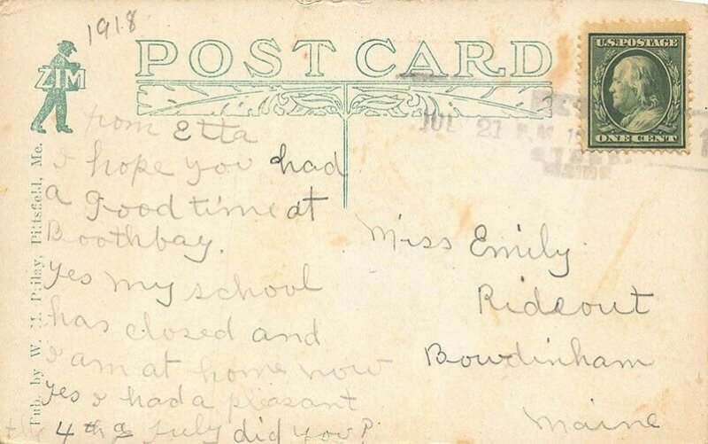 Masardis ME Post Office & Store R .F .D. Cancel 1918 Postcard