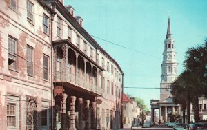 Vintage Postcard Dock St. Theater Along Church Street Charleston South Carolina