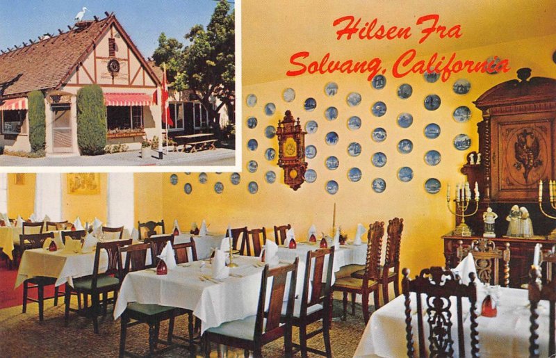 Hilsen Fra Margaret Og Paul's Solvang, CA Danish Restaurant ca 1960s Postcard