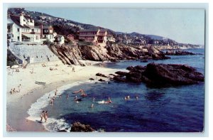 1953  Laguna Beach Blue Lagoons Shore Lines Long Beach San Diego CA Postcard