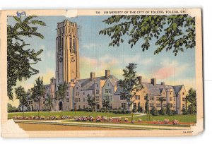 Toledo Ohio OH Damaged Postcard 1945 University of the City of Toledo